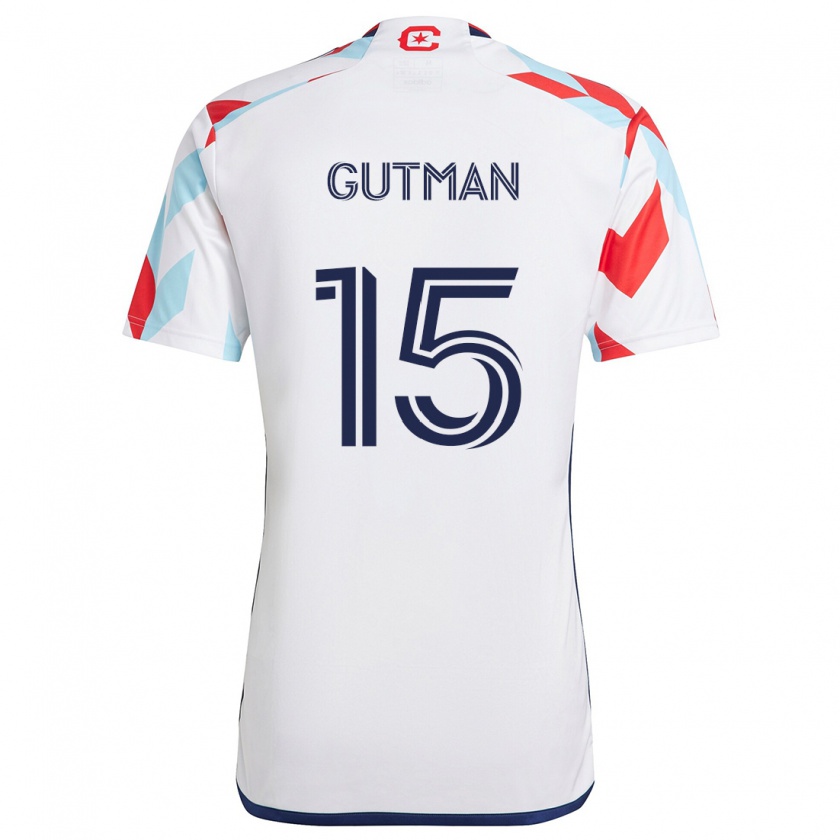 Kandiny Uomo Maglia Andrew Gutman #15 Bianco Rosso Blu Kit Gara Away 2024/25 Maglietta