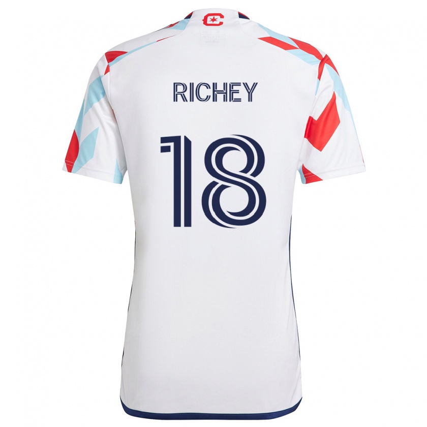 Kandiny Uomo Maglia Spencer Richey #18 Bianco Rosso Blu Kit Gara Away 2024/25 Maglietta