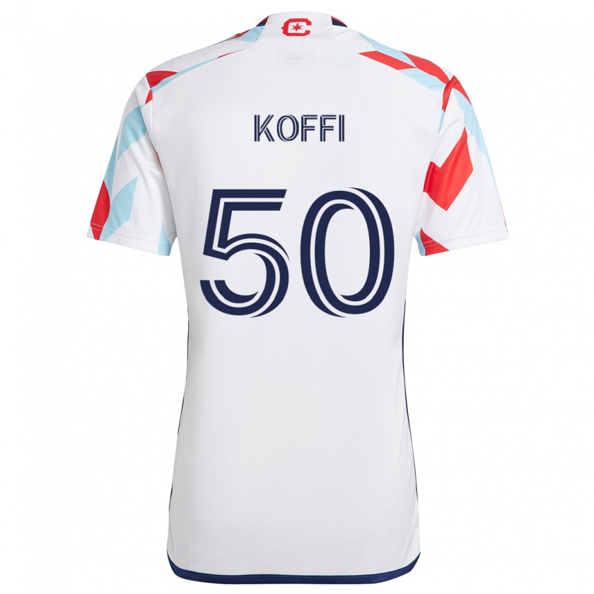 Kandiny Uomo Maglia Christian Koffi #50 Bianco Rosso Blu Kit Gara Away 2024/25 Maglietta