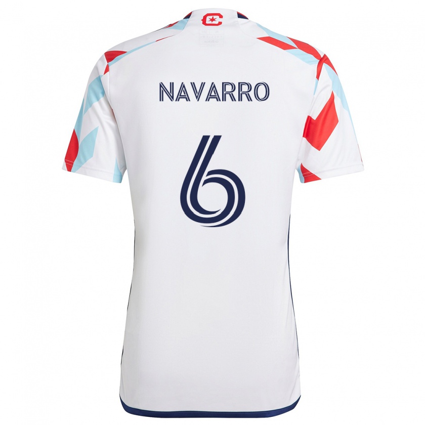 Kandiny Uomo Maglia Miguel Navarro #6 Bianco Rosso Blu Kit Gara Away 2024/25 Maglietta