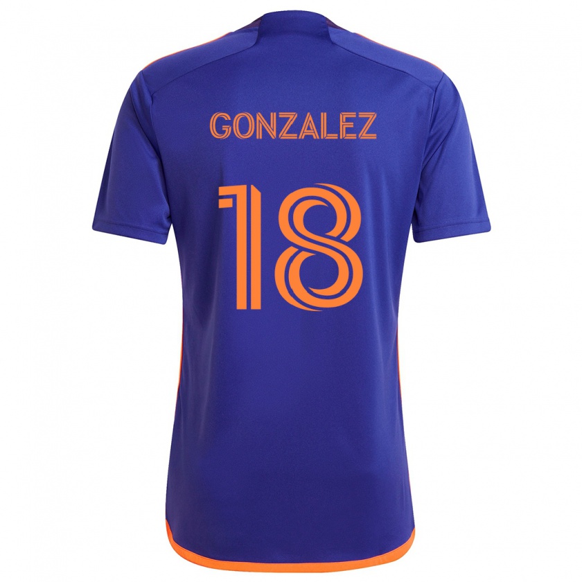 Kandiny Heren Diego Gonzalez #18 Paars Oranje Uitshirt Uittenue 2024/25 T-Shirt