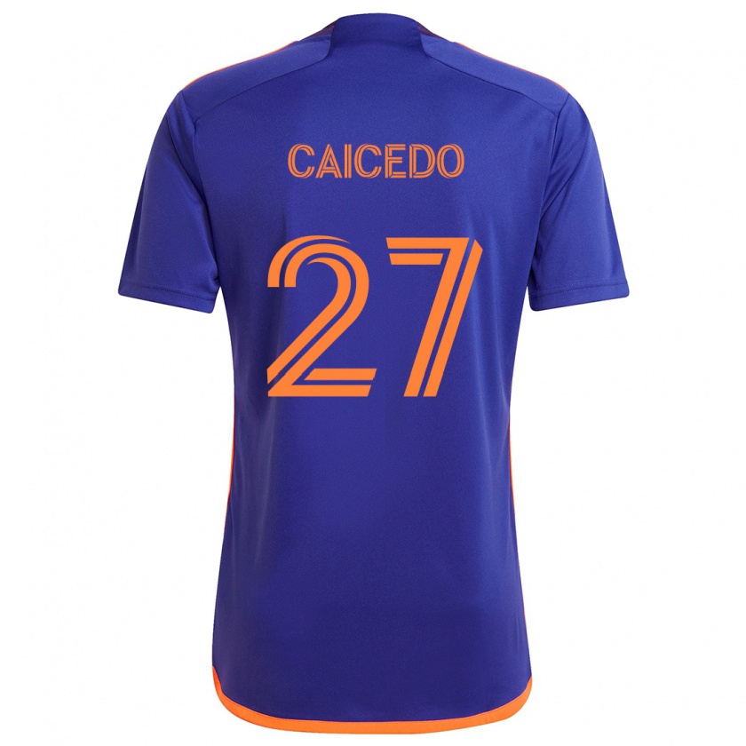 Kandiny Herren Luis Caicedo #27 Lila Orange Auswärtstrikot Trikot 2024/25 T-Shirt Österreich