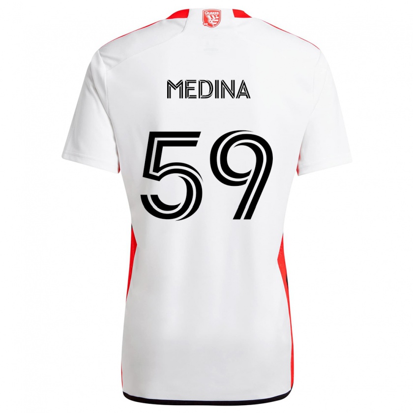 Kandiny Heren Cruz Medina #59 Wit Rood Uitshirt Uittenue 2024/25 T-Shirt België