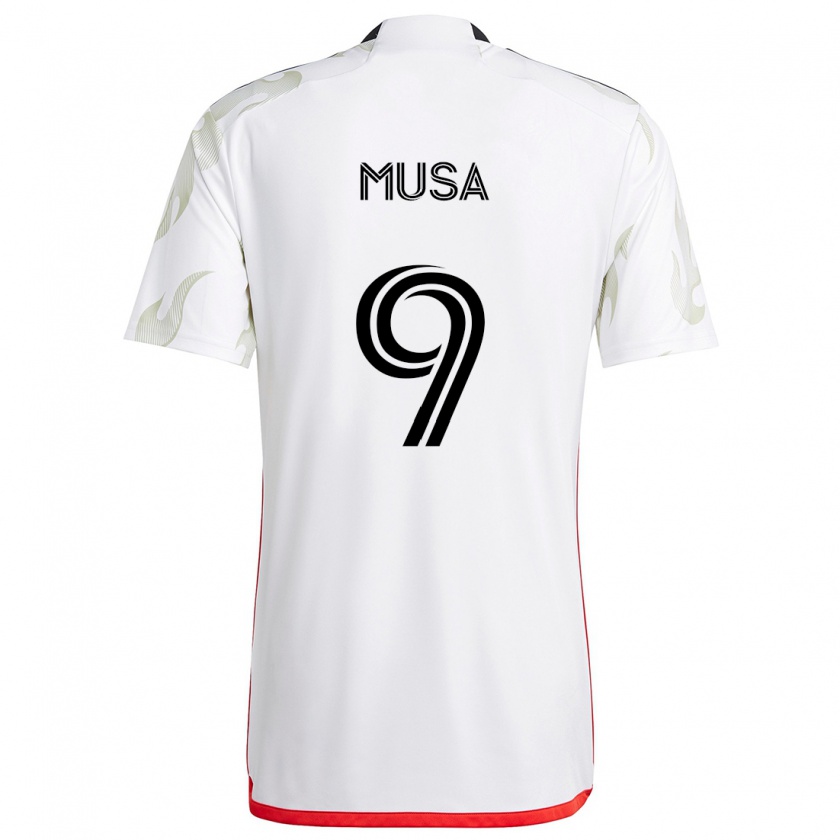 Kandiny Uomo Maglia Petar Musa #9 Bianco Rosso Nero Kit Gara Away 2024/25 Maglietta