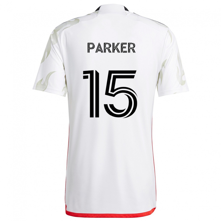 Kandiny Hombre Camiseta Isaiah Parker #15 Blanco Rojo Negro 2ª Equipación 2024/25 La Camisa