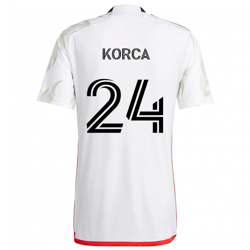 Kandiny Uomo Maglia Amet Korça #24 Bianco Rosso Nero Kit Gara Away 2024/25 Maglietta