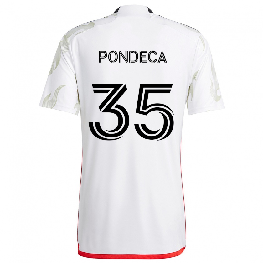 Kandiny Hombre Camiseta Tomas Pondeca #35 Blanco Rojo Negro 2ª Equipación 2024/25 La Camisa México