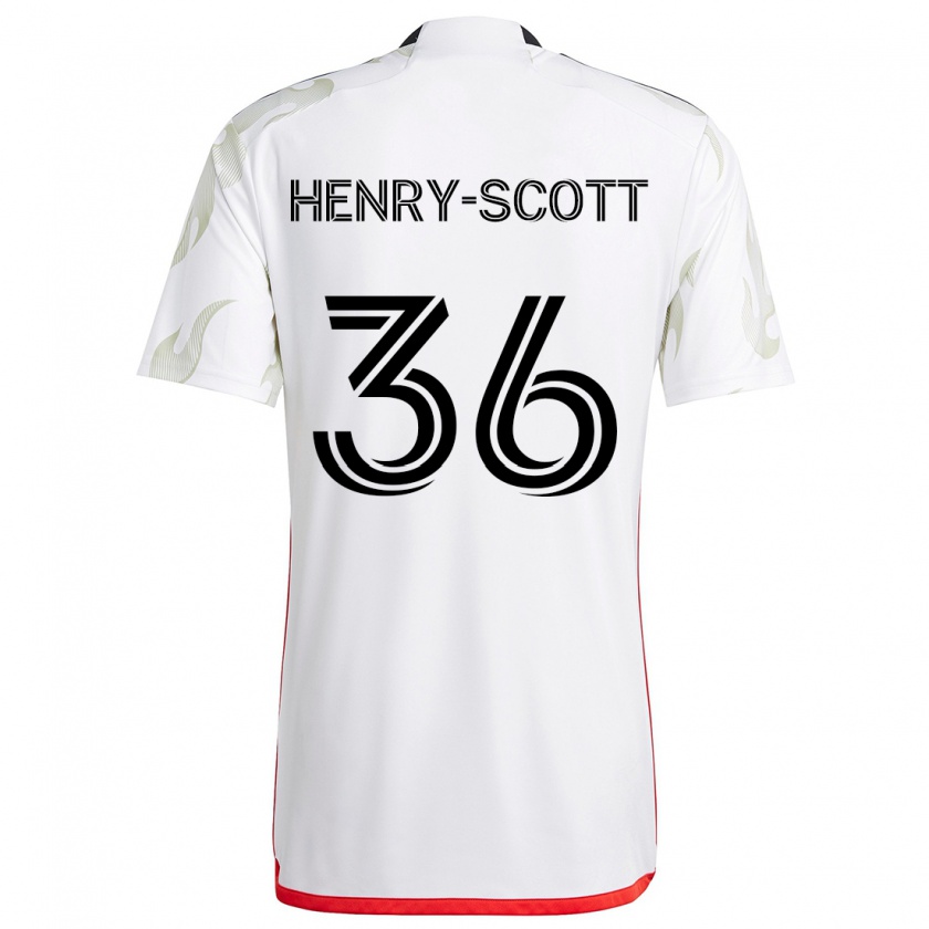 Kandiny Hombre Camiseta Malik Henry-Scott #36 Blanco Rojo Negro 2ª Equipación 2024/25 La Camisa