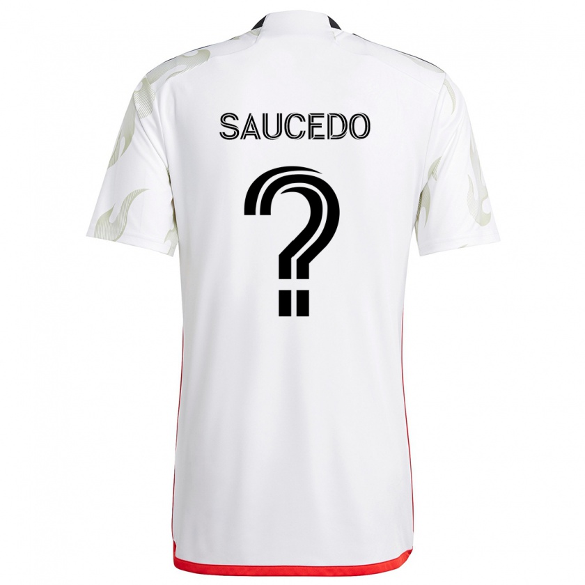 Kandiny Uomo Maglia Andre Saucedo #0 Bianco Rosso Nero Kit Gara Away 2024/25 Maglietta