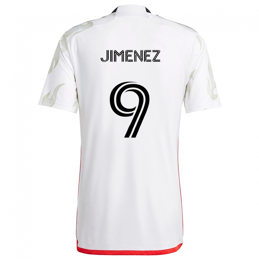 Kandiny Hombre Camiseta Jesús Jiménez #9 Blanco Rojo Negro 2ª Equipación 2024/25 La Camisa