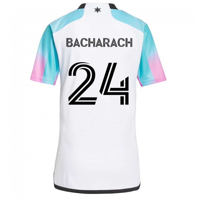 Kandiny Uomo Maglia Hugo Bacharach #24 Bianco Blu Nero Kit Gara Away 2024/25 Maglietta