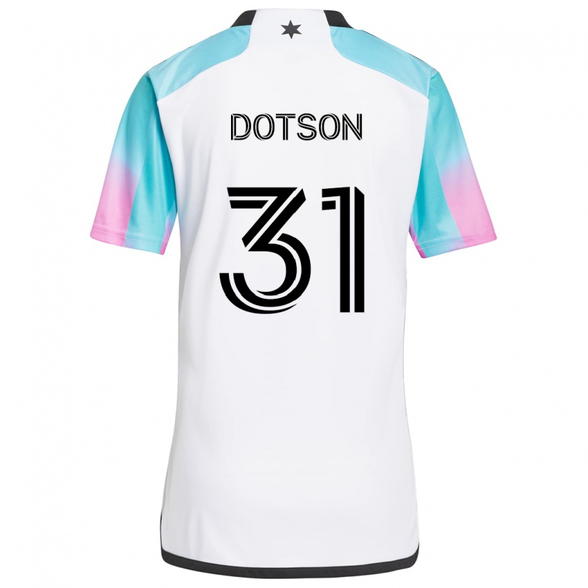 Kandiny Uomo Maglia Hassani Dotson #31 Bianco Blu Nero Kit Gara Away 2024/25 Maglietta