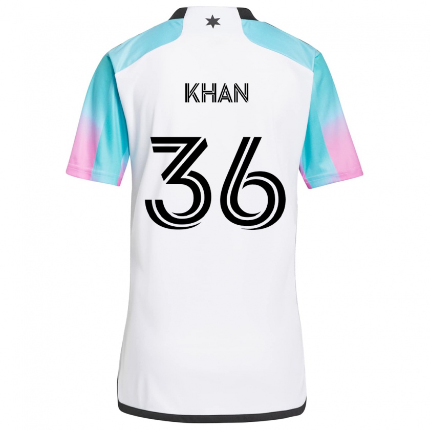 Kandiny Uomo Maglia Molik Khan #36 Bianco Blu Nero Kit Gara Away 2024/25 Maglietta