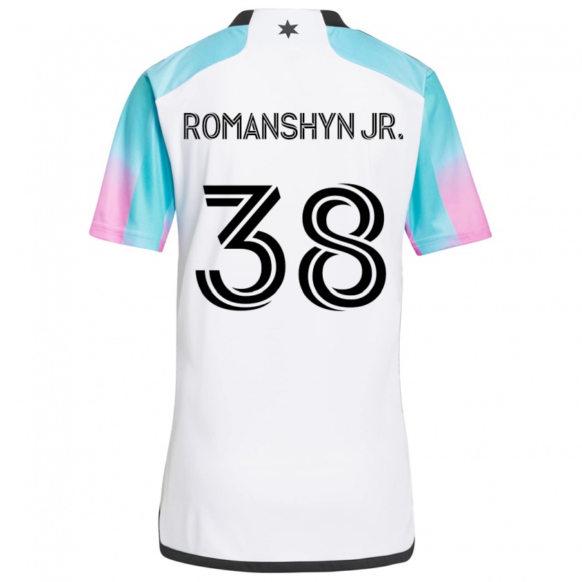 Kandiny Heren Kage Romanshyn Jr. #38 Wit Blauw Zwart Uitshirt Uittenue 2024/25 T-Shirt