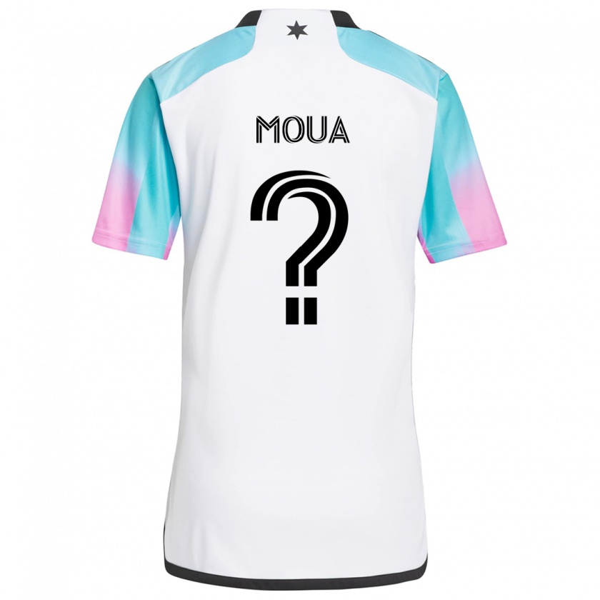 Kandiny Hombre Camiseta Nathan Moua #0 Blanco Azul Negro 2ª Equipación 2024/25 La Camisa