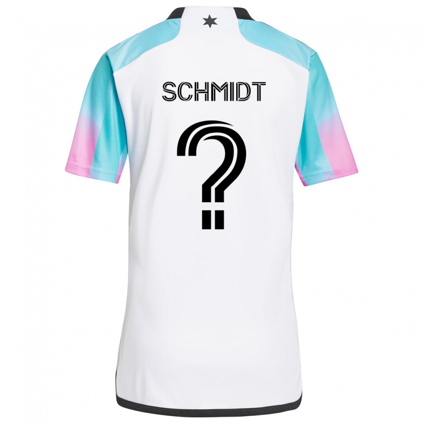 Kandiny Hombre Camiseta William Schmidt #0 Blanco Azul Negro 2ª Equipación 2024/25 La Camisa