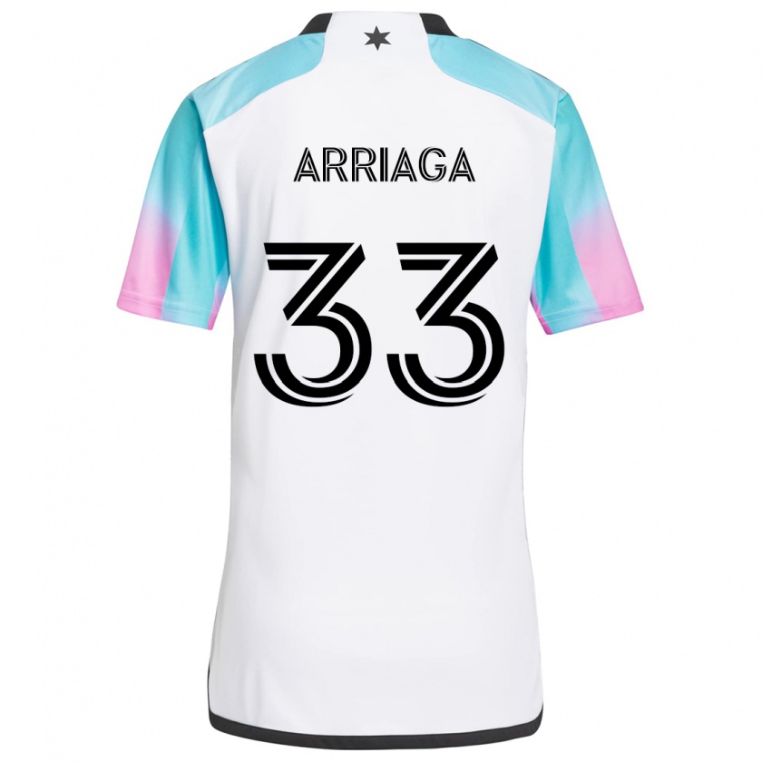 Kandiny Uomo Maglia Kervin Arriaga #33 Bianco Blu Nero Kit Gara Away 2024/25 Maglietta