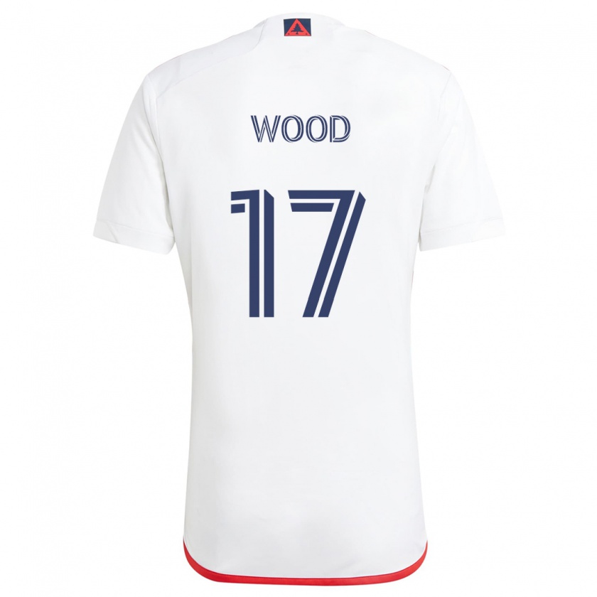 Kandiny Uomo Maglia Bobby Wood #17 Bianco Rosso Kit Gara Away 2024/25 Maglietta