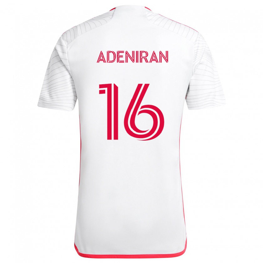 Kandiny Uomo Maglia Samuel Adeniran #16 Bianco Rosso Kit Gara Away 2024/25 Maglietta