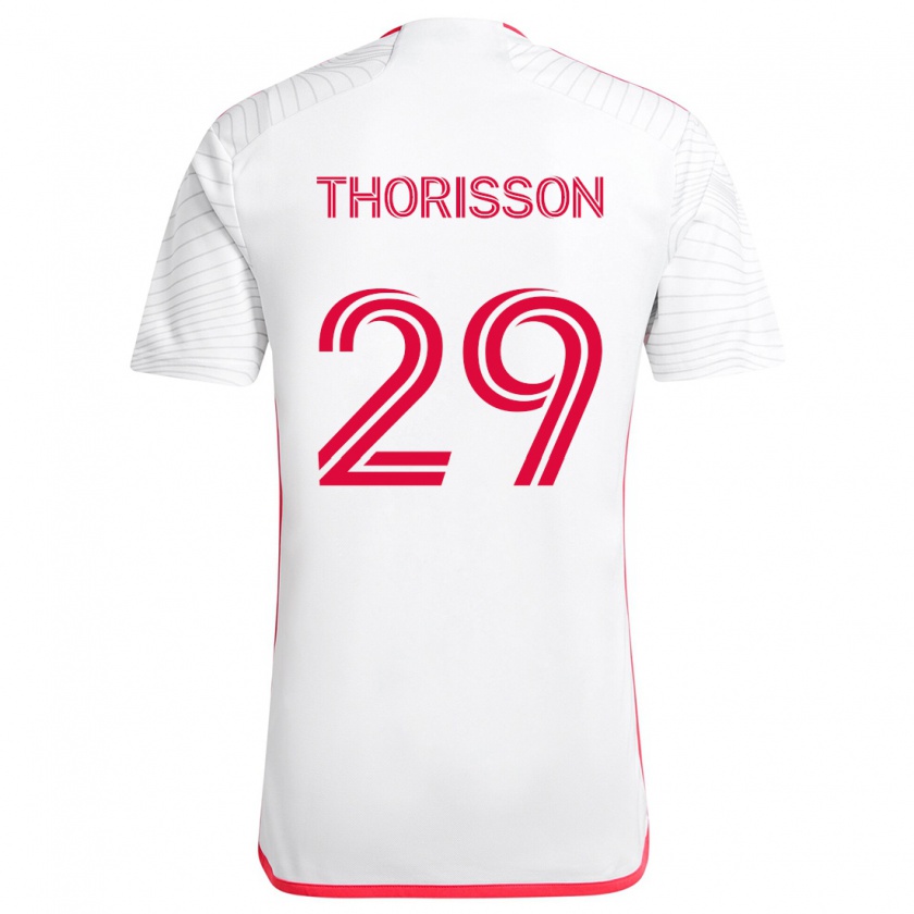 Kandiny Uomo Maglia Nökkvi Thórisson #29 Bianco Rosso Kit Gara Away 2024/25 Maglietta