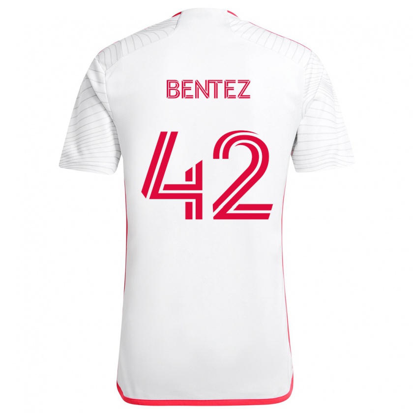 Kandiny Uomo Maglia Óscar Benítez #42 Bianco Rosso Kit Gara Away 2024/25 Maglietta