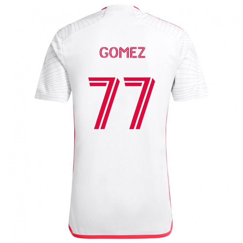 Kandiny Hombre Camiseta Sam Gomez #77 Blanco Rojo 2ª Equipación 2024/25 La Camisa