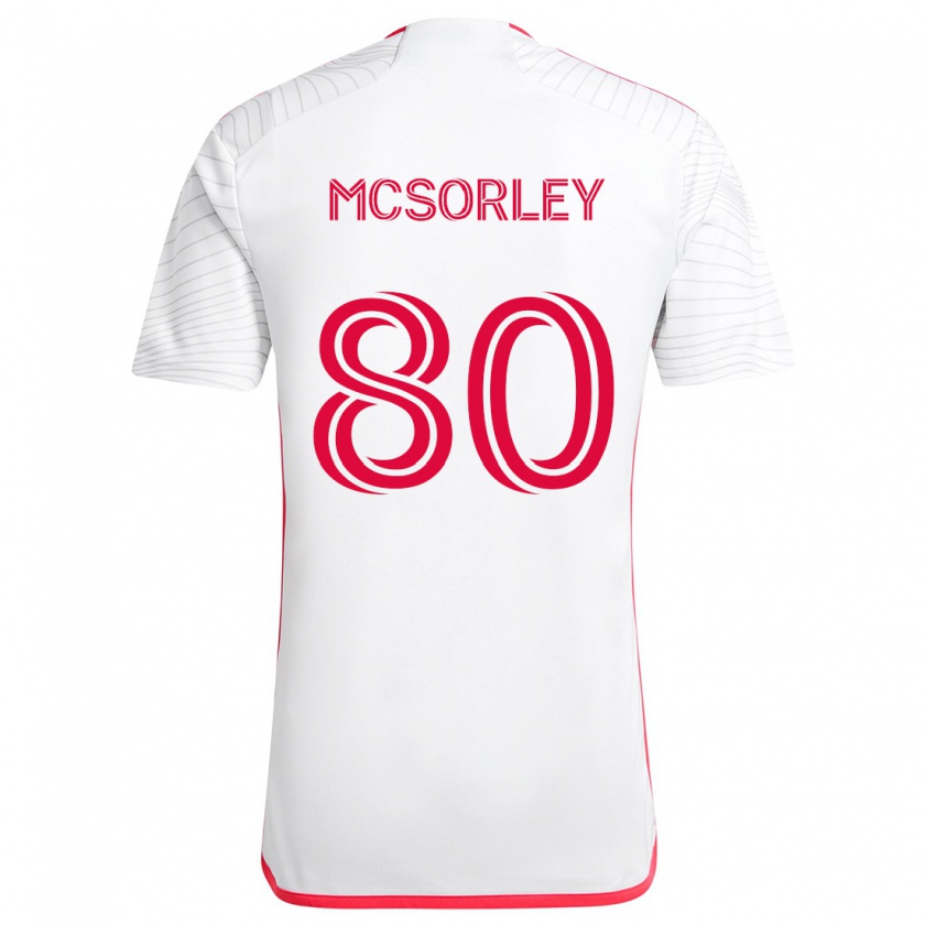 Kandiny Uomo Maglia Brendan Mcsorley #80 Bianco Rosso Kit Gara Away 2024/25 Maglietta