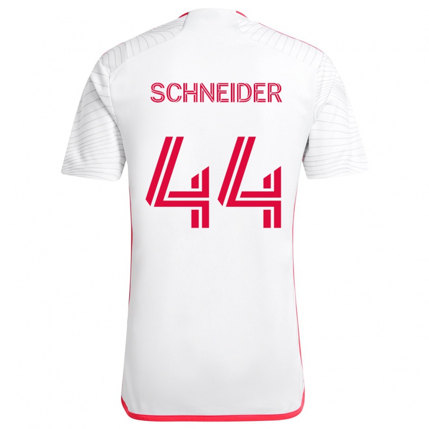 Kandiny Hombre Camiseta Max Schneider #44 Blanco Rojo 2ª Equipación 2024/25 La Camisa