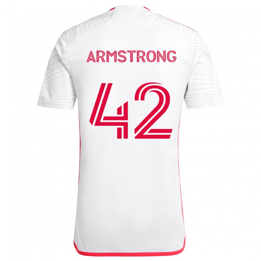 Kandiny Uomo Maglia Ezra Armstrong #42 Bianco Rosso Kit Gara Away 2024/25 Maglietta