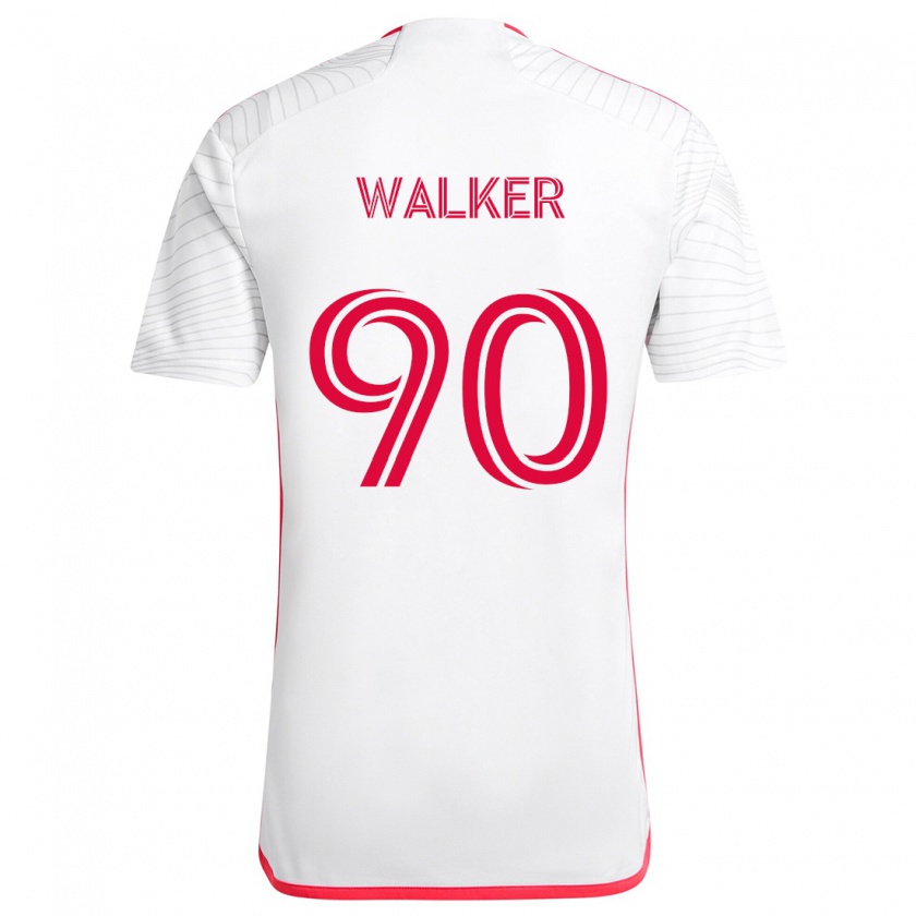 Kandiny Hombre Camiseta Eric Walker #90 Blanco Rojo 2ª Equipación 2024/25 La Camisa