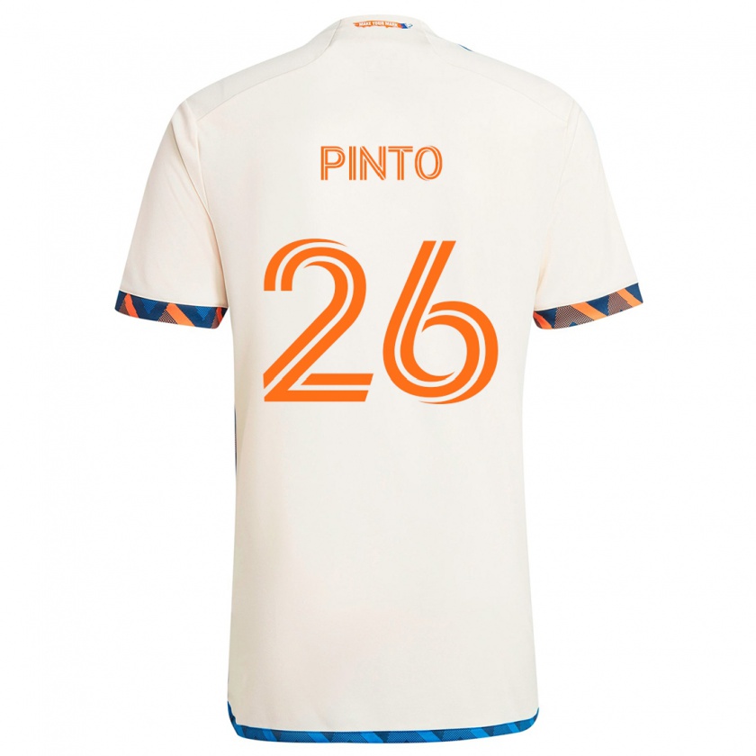 Kandiny Uomo Maglia Malik Pinto #26 Bianco Arancione Kit Gara Away 2024/25 Maglietta