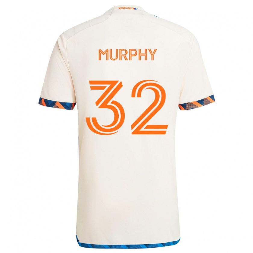 Kandiny Uomo Maglia Ian Murphy #32 Bianco Arancione Kit Gara Away 2024/25 Maglietta