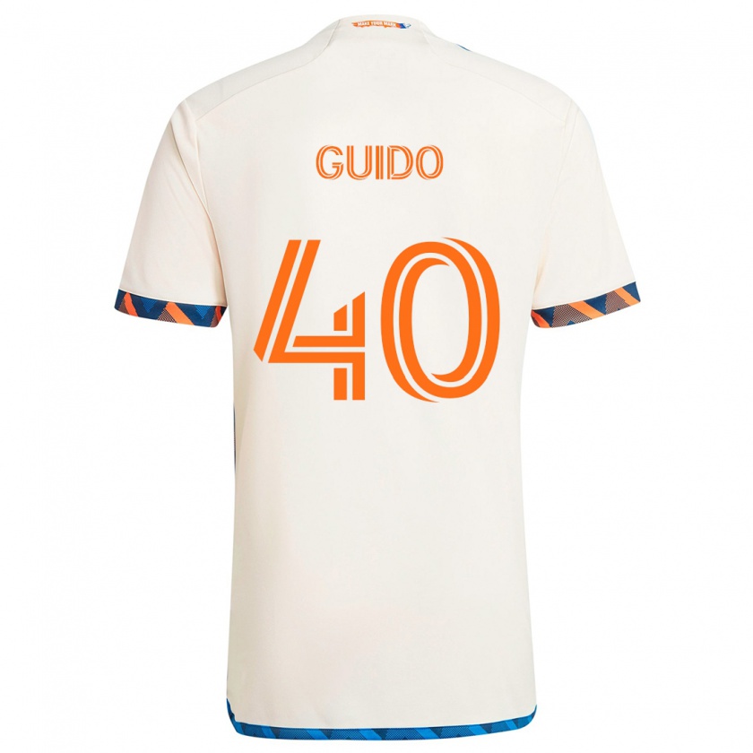 Kandiny Uomo Maglia Alejandro Guido #40 Bianco Arancione Kit Gara Away 2024/25 Maglietta