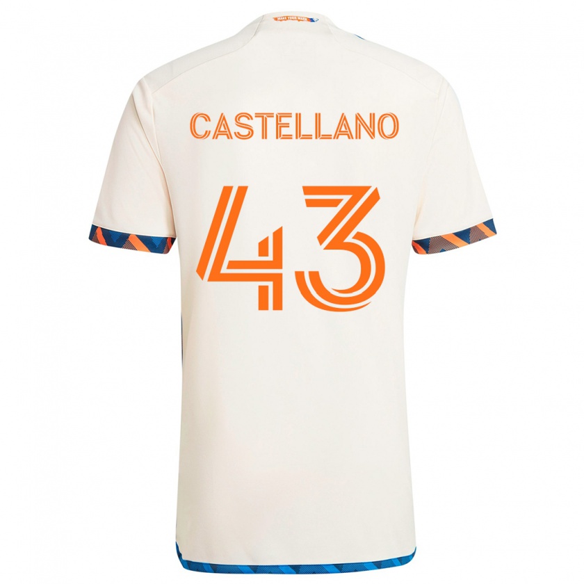 Kandiny Hombre Camiseta Jesús Castellano #43 Blanco Naranja 2ª Equipación 2024/25 La Camisa