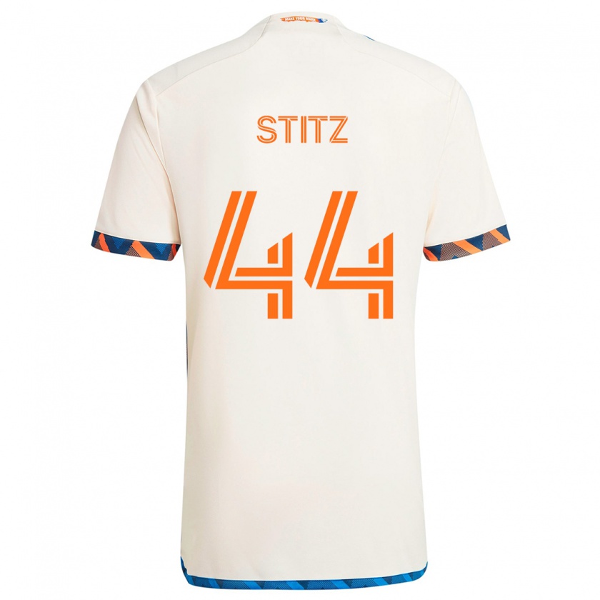 Kandiny Hombre Camiseta Ben Stitz #44 Blanco Naranja 2ª Equipación 2024/25 La Camisa