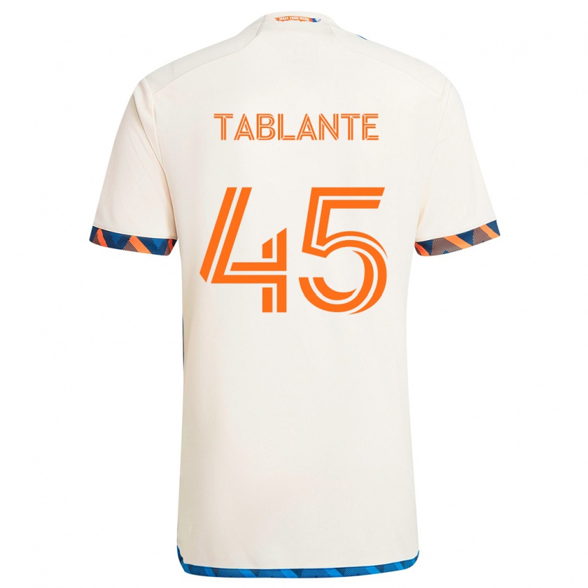 Kandiny Heren Moises Tablante #45 Wit Oranje Uitshirt Uittenue 2024/25 T-Shirt