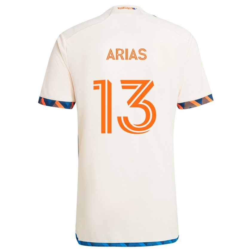 Kandiny Hombre Camiseta Santiago Arias #13 Blanco Naranja 2ª Equipación 2024/25 La Camisa