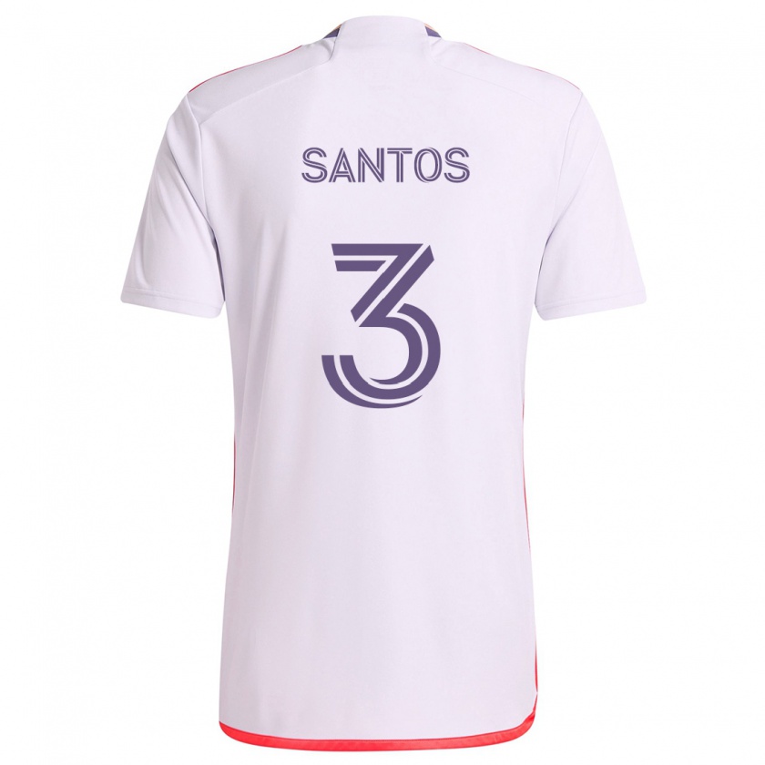 Kandiny Uomo Maglia Rafael Santos #3 Bianco Rosso Viola Kit Gara Away 2024/25 Maglietta