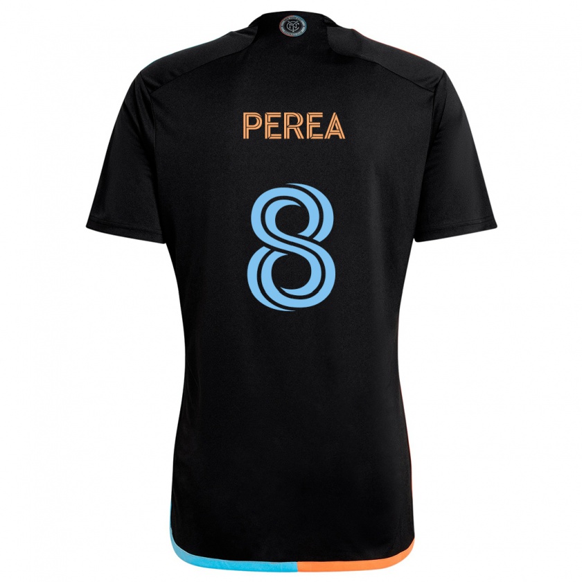 Kandiny Hombre Camiseta Andrés Perea #8 Negro Naranja Azul 2ª Equipación 2024/25 La Camisa