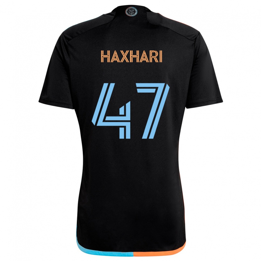 Kandiny Uomo Maglia Klevis Haxhari #47 Nero Arancione Blu Kit Gara Away 2024/25 Maglietta