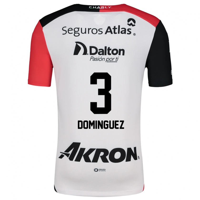 Kandiny Hombre Camiseta Idekel Domínguez #3 Blanco Rojo Negro 2ª Equipación 2024/25 La Camisa