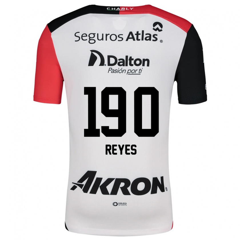 Kandiny Hombre Camiseta Óscar Reyes #190 Blanco Rojo Negro 2ª Equipación 2024/25 La Camisa