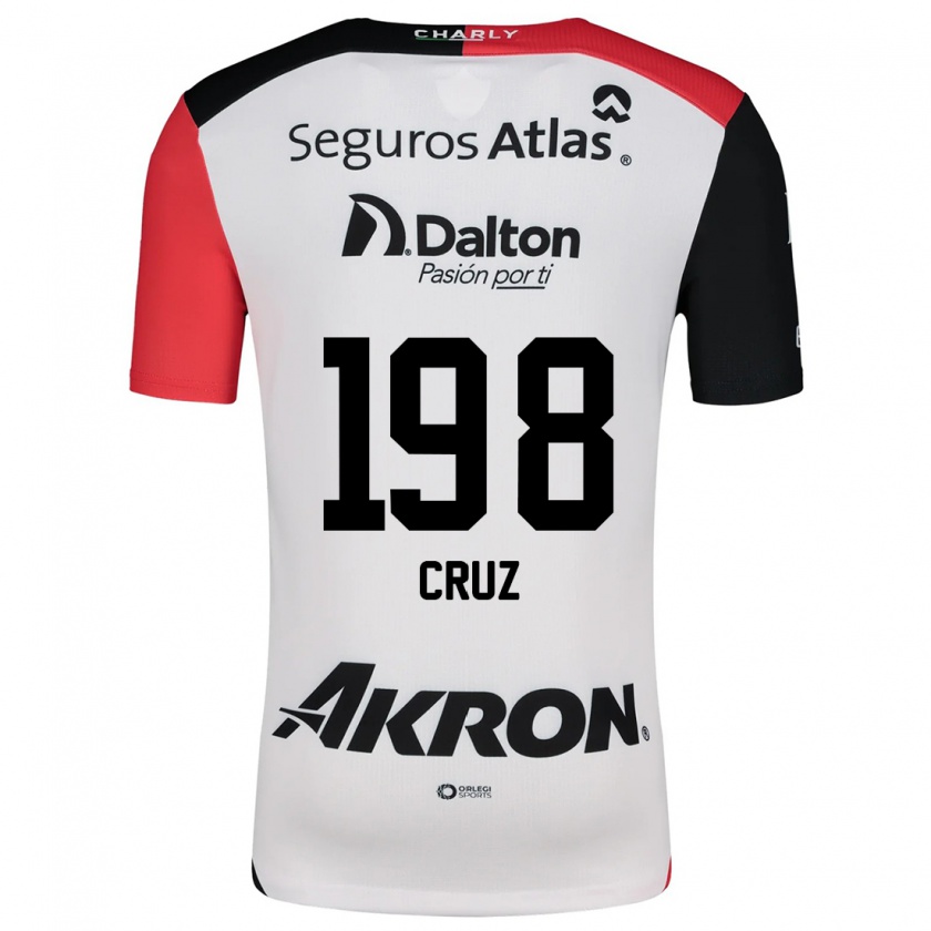 Kandiny Hombre Camiseta Carlos Cruz #198 Blanco Rojo Negro 2ª Equipación 2024/25 La Camisa