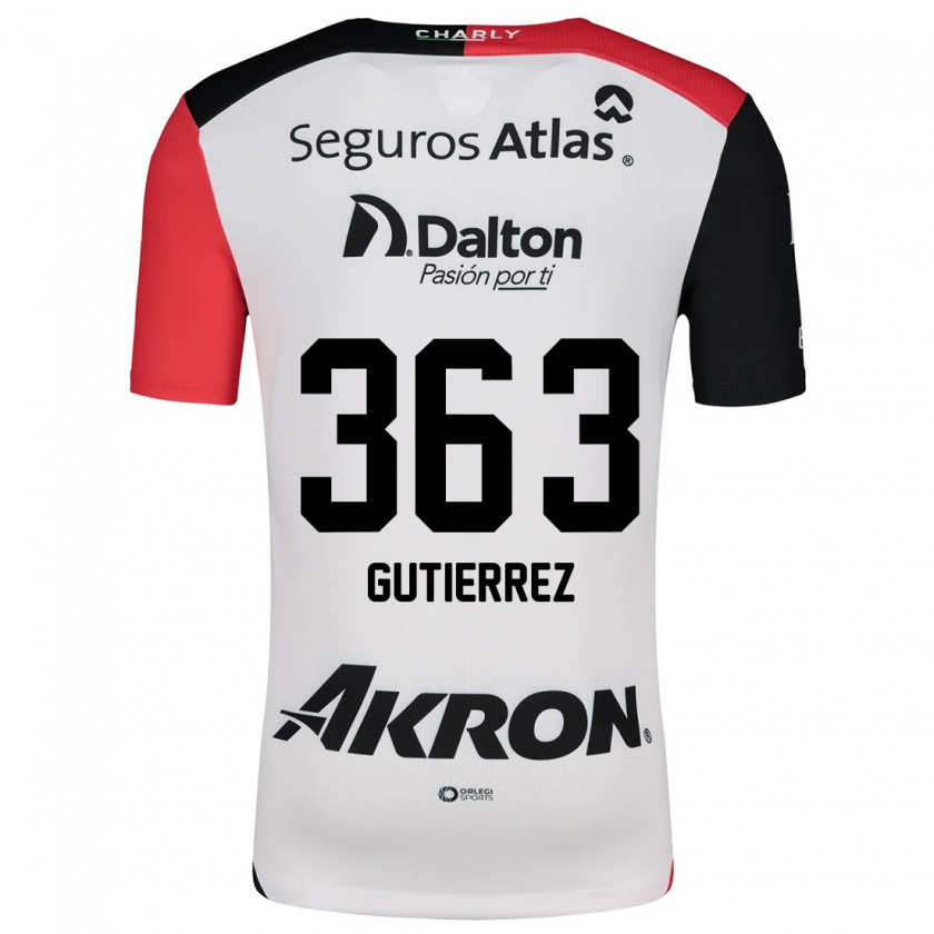 Kandiny Hombre Camiseta Orlando Gutiérrez #363 Blanco Rojo Negro 2ª Equipación 2024/25 La Camisa