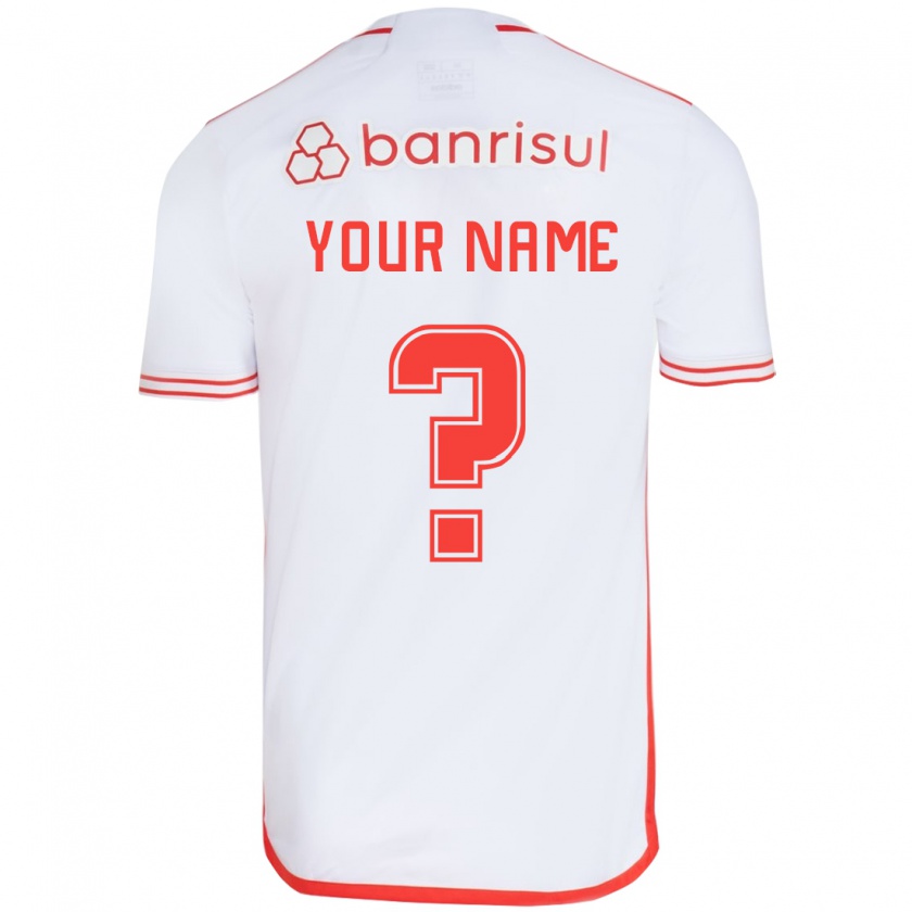 Kandiny Uomo Maglia Il Tuo Nome #0 Bianco Rosso Kit Gara Away 2024/25 Maglietta