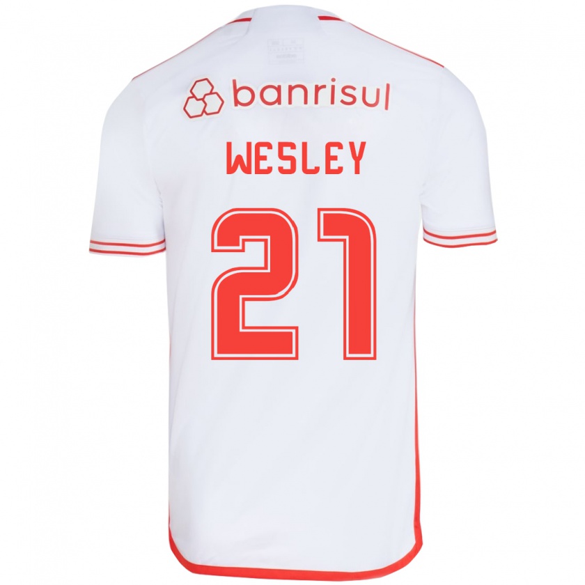 Kandiny Uomo Maglia Wesley #21 Bianco Rosso Kit Gara Away 2024/25 Maglietta