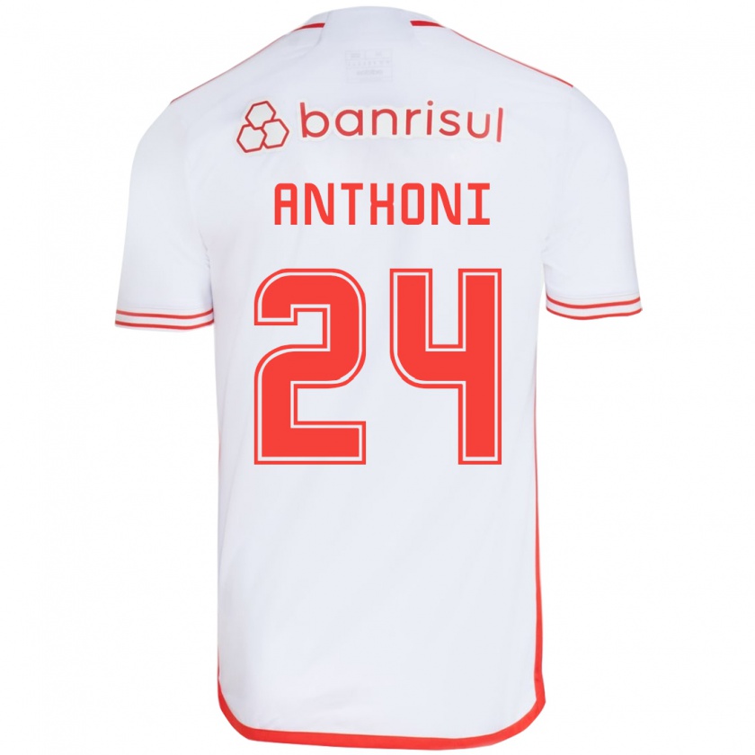 Kandiny Hombre Camiseta Anthoni #24 Blanco Rojo 2ª Equipación 2024/25 La Camisa México