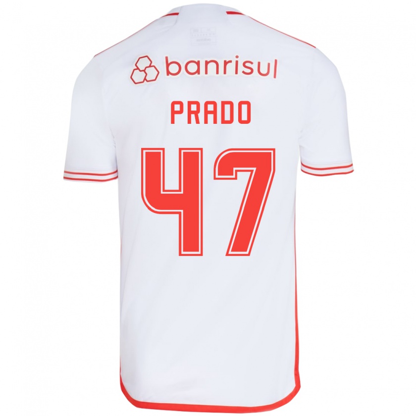 Kandiny Hombre Camiseta Gustavo Prado #47 Blanco Rojo 2ª Equipación 2024/25 La Camisa México