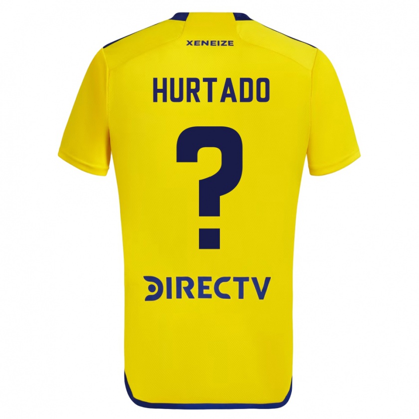 Kandiny Uomo Maglia Jan Hurtado #0 Giallo Blu Kit Gara Away 2024/25 Maglietta