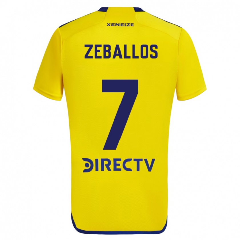 Kandiny Heren Exequiel Zeballos #7 Geel Blauw Uitshirt Uittenue 2024/25 T-Shirt België